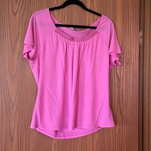Ellen Tracy pink blouse with ribbon trim